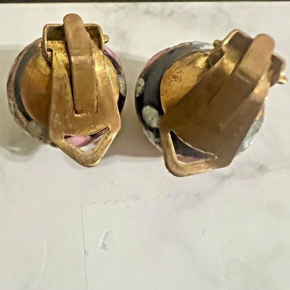 VTG Womens Earrings Venetian Murano Glass Wedding Cake Floral Made in Italy - Picture 6 of 6